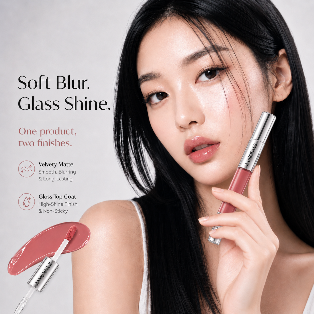 ZAMORAES — Dual-Ended Liquid Lipstick with Velvet Matte Color and Glossy Shine