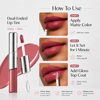 ZAMORAES — Dual-Ended Liquid Lipstick with Velvet Matte Color and Glossy Shine