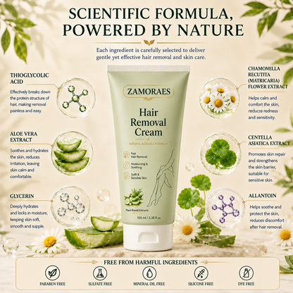 ZAMORAES™ Natural Gentle Hair Removal Cream | For Women & Men, Sensitive Skin
